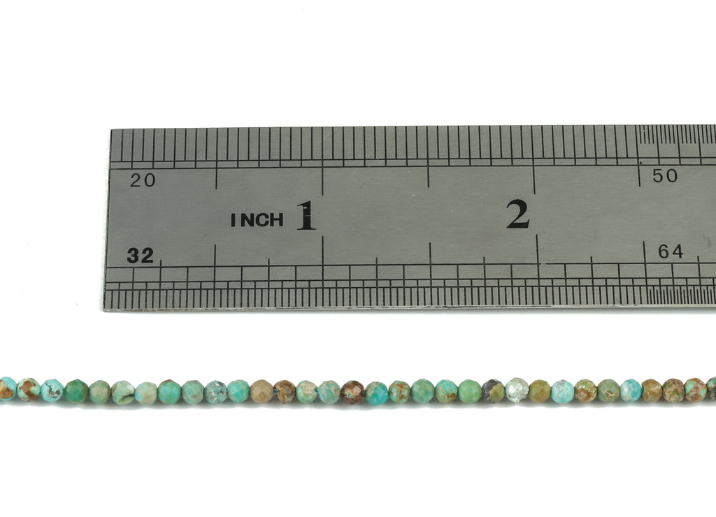 Turquoise Round Beads 2mm - 15.5 inch - Faceted Round Gemstone Beads - Natural Stone Beads - 2x2mm - NS1240 - DOMEDBAZAAR