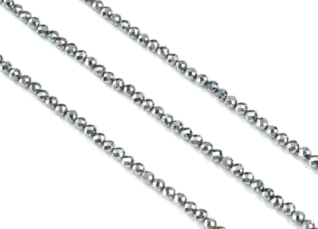 Titanium Hezi Round Beads 4mm - 15.5 inch - Faceted Round Gemstone Beads - Natural Stone Beads - 4x4mm - NS1242 - DOMEDBAZAAR