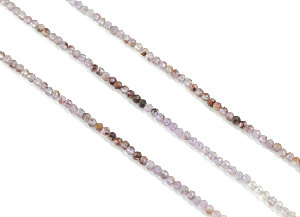 Purple Ghost Round Beads 2mm - 15.5 inch - Faceted Round Gemstone Beads - Natural Stone Beads - 2x2mm - NS1246 - DOMEDBAZAAR