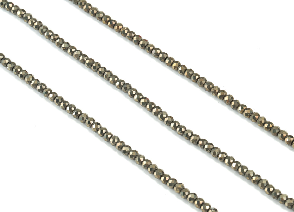 Chalcopyrite Round Beads 2-3mm - 15.5 inch - Faceted Round Gemstone Beads - Natural Stone Beads - 2x3mm - NS1247 - DOMEDBAZAAR