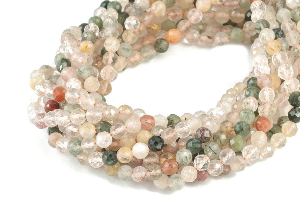 Color Development Round Beads 5mm - 15.5 inch - Faceted Round Gemstone Beads - Natural Stone Beads - 5x5mm - NS1248 - DOMEDBAZAAR