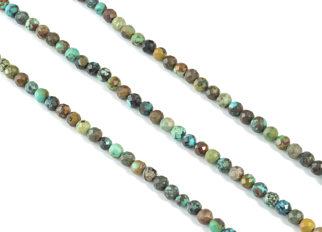 Turquoise Round Beads 4mm - 15.5 inch - Faceted Round Gemstone Beads - Natural Stone Beads - 4x4mm - NS1250 - DOMEDBAZAAR