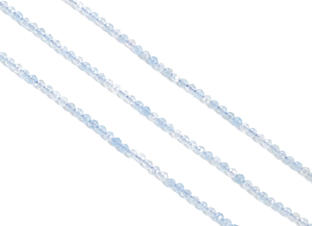 Aquamarine Round Beads 2mm - 15.5 inch - Faceted Round Gemstone Beads - Natural Stone Beads - 2x2mm - NS1251 - DOMEDBAZAAR
