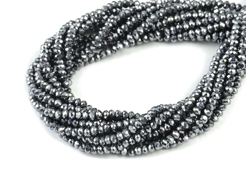 Titanium Hezi Round Beads 1-2mm - 15.5 inch - Faceted Round Gemstone Beads - Natural Stone Beads - 1x2mm - NS1252 - DOMEDBAZAAR