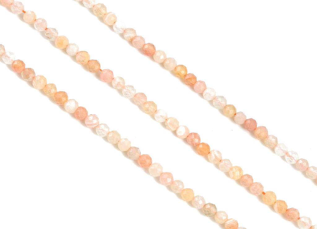 Persian Gulf Agate Round Beads 3mm - 15.5 inch - Faceted Round Gemstone Beads - Natural Stone Beads - 3x3mm - NS1256 - DOMEDBAZAAR