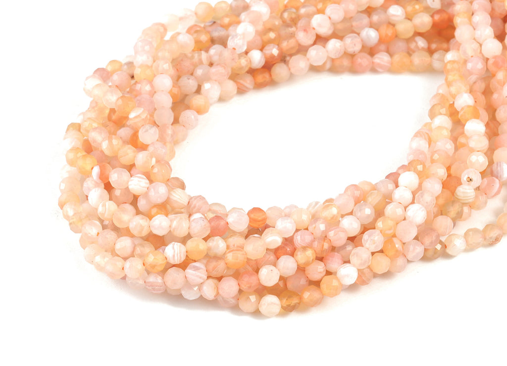 Persian Gulf Agate Round Beads 3mm - 15.5 inch - Faceted Round Gemstone Beads - Natural Stone Beads - 3x3mm - NS1256 - DOMEDBAZAAR