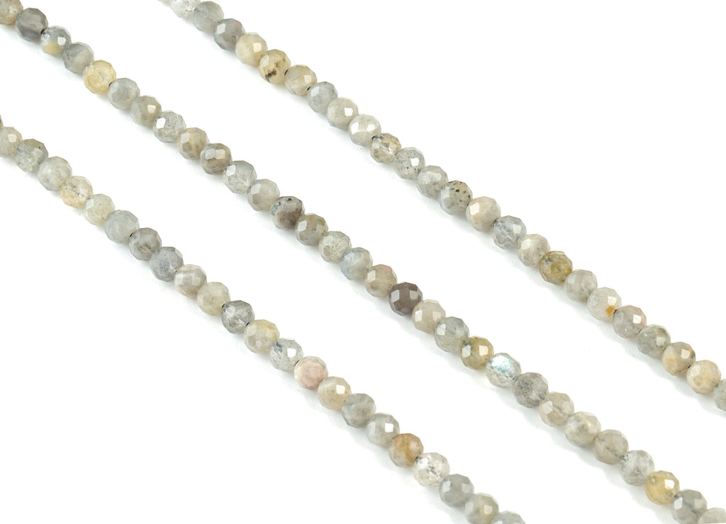 Labradorite Natural Stone Round Beads 4mm - 15.5 inch - Faceted Round Gemstone Beads - Natural Stone Beads - 4x4mm - NS1259 - DOMEDBAZAAR