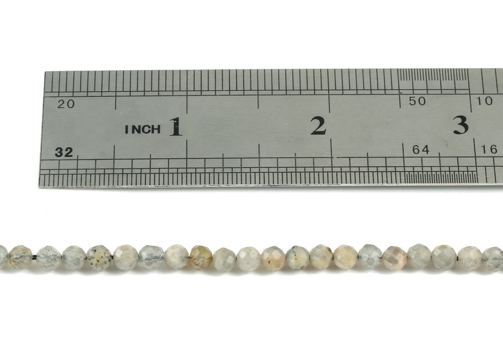 Labradorite Natural Stone Round Beads 4mm - 15.5 inch - Faceted Round Gemstone Beads - Natural Stone Beads - 4x4mm - NS1259 - DOMEDBAZAAR