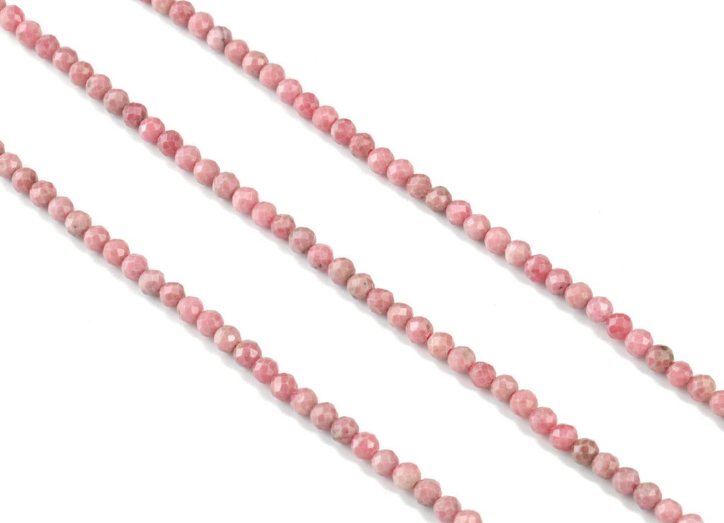 Rose Stone Round Beads 3mm - 15.5 inch - Faceted Round Gemstone Beads - Natural Stone Beads - 3x3mm - NS1260 - DOMEDBAZAAR