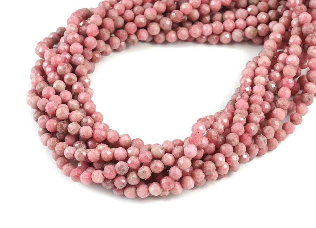 Rose Stone Round Beads 3mm - 15.5 inch - Faceted Round Gemstone Beads - Natural Stone Beads - 3x3mm - NS1260 - DOMEDBAZAAR