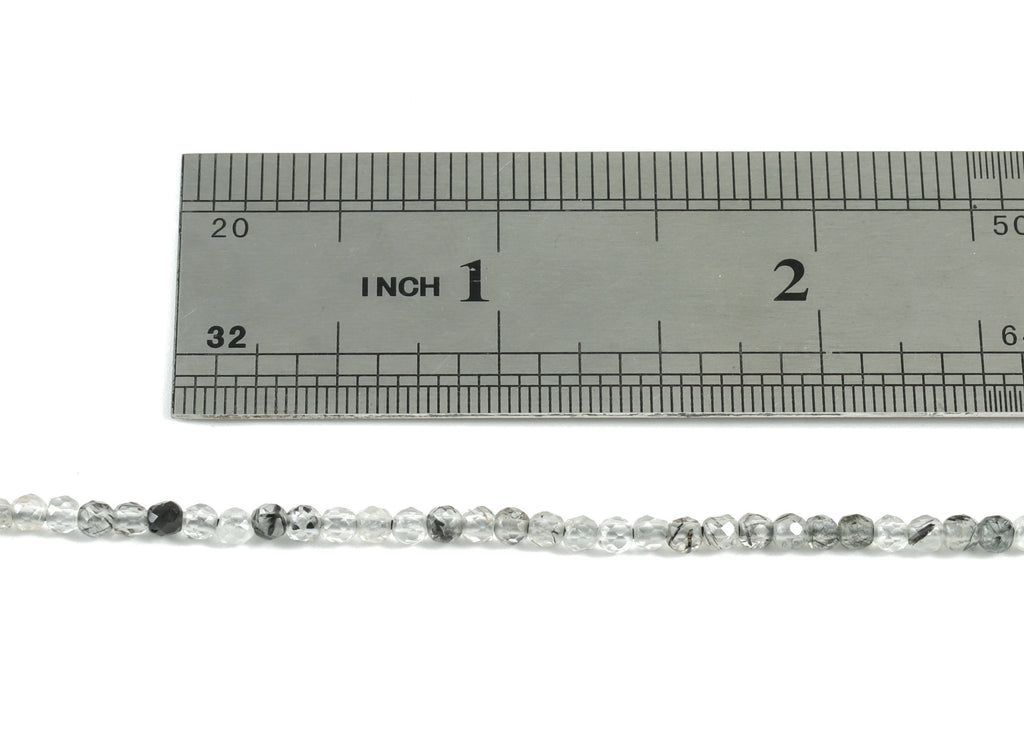 Black Hair Crystal Round Beads 3mm - 15.5 inch - Faceted Round Gemstone Beads - Natural Stone Beads - 3x3mm - NS1261 - DOMEDBAZAAR