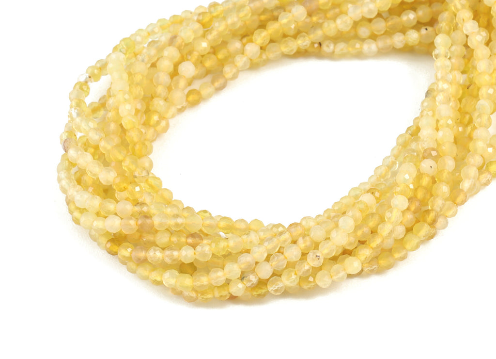 Yellow Opal Round Beads 2mm - 15.5 inch - Faceted Round Gemstone Beads - Natural Stone Beads - 2x2mm - NS1266 - DOMEDBAZAAR