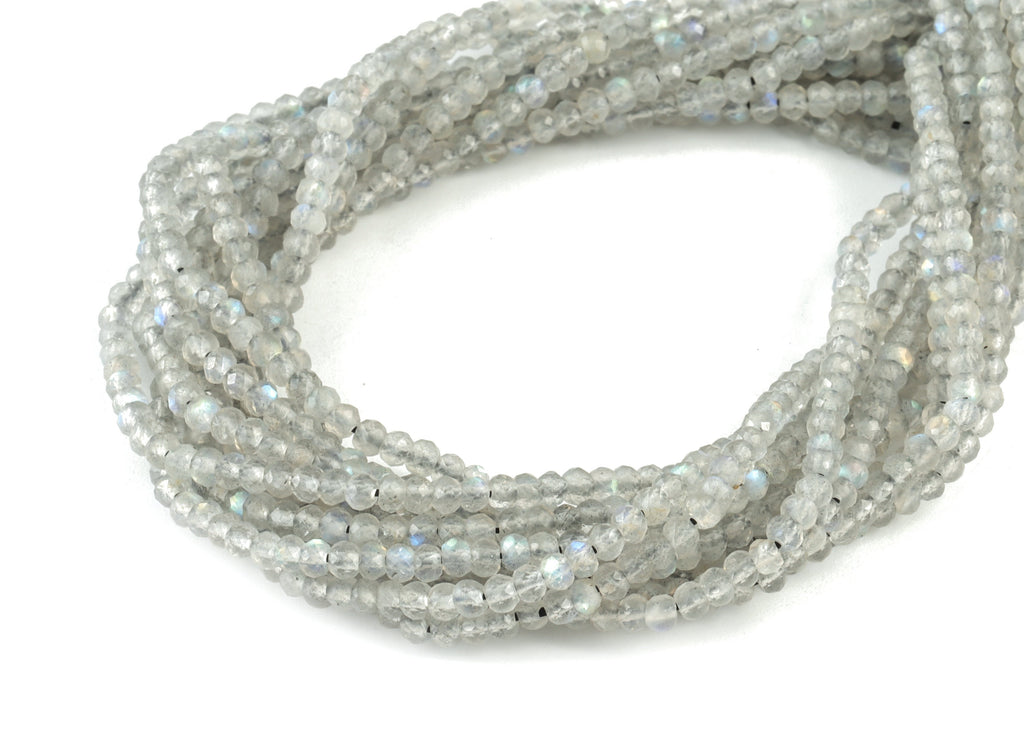 Labradorite Rondelle Beads 2-3mm - 15.5 inch - Faceted Rondelle Gemstone Beads - Natural Stone Beads - 2x3mm - NS1273 - DOMEDBAZAAR