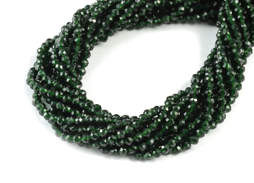 Green Sand Round Beads 3mm - 15.5 inch - Faceted Round Gemstone Beads - Natural Stone Beads - 3x3mm - NS1276 - DOMEDBAZAAR