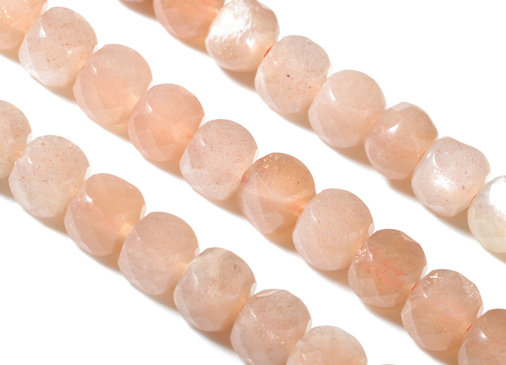 Moon Stone Cube Beads 4mm - 15.5 inch - Faceted Cube Gemstone Beads - Natural Stone Beads - 4x4mm - NS1082 - DOMEDBAZAAR