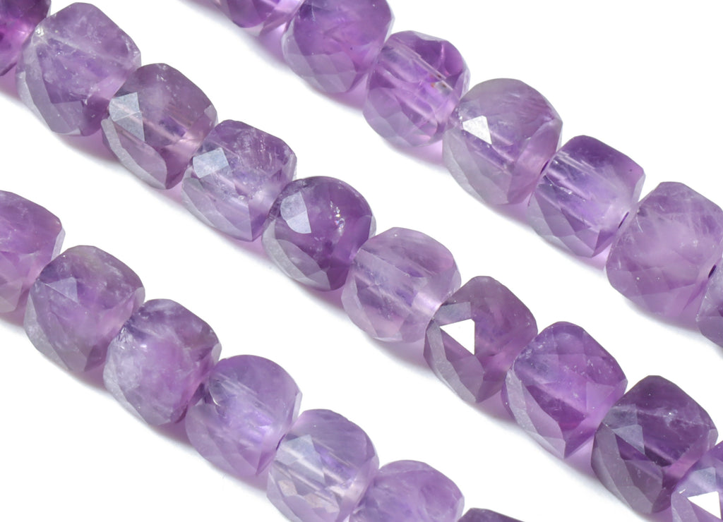 Amethyst Cube Beads 4mm - 15.5 inch - Faceted Cube Gemstone Beads - Natural Stone Beads - 4x4mm - NS1083 - DOMEDBAZAAR