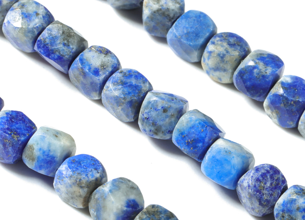 Lapis Cube Beads 3-4mm - 15.5 inch - Faceted Cube Gemstone Beads - Natural Stone Beads  - 3x3mm - NS1084 - DOMEDBAZAAR