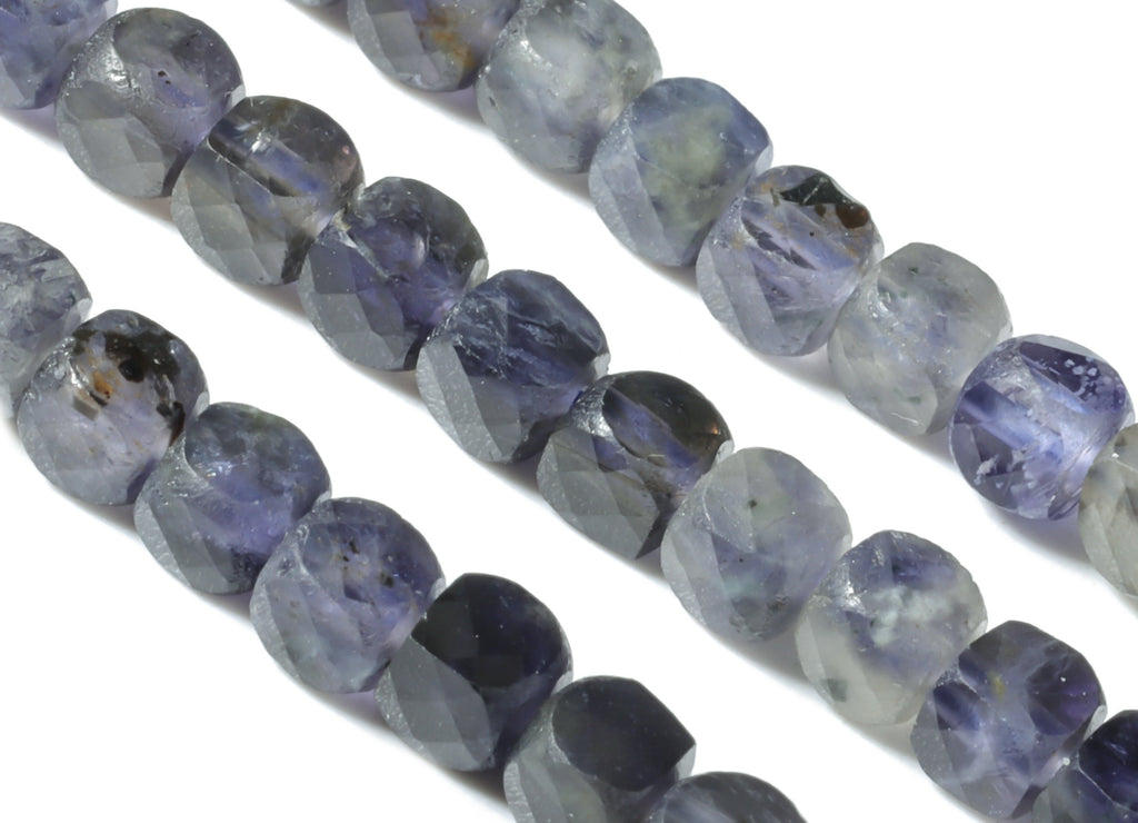 Lolite Stone Cube Beads 4mm - 15.5 inch - Faceted Cube Gemstone Beads - Natural Stone Beads - 4x4mm - NS1086 - DOMEDBAZAAR
