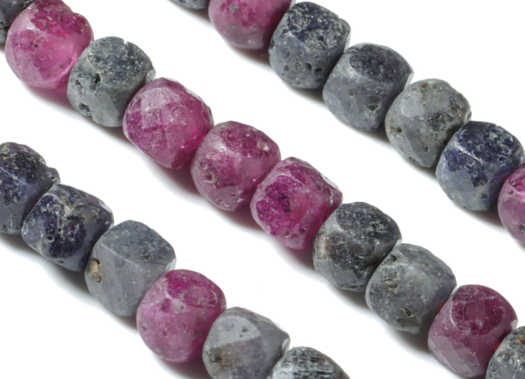 Ruby Sapphire Cube Beads 4mm - 15.5 inch - Faceted Cube Gemstone Beads - Natural Stone Beads - 4x4mm - NS1087 - DOMEDBAZAAR