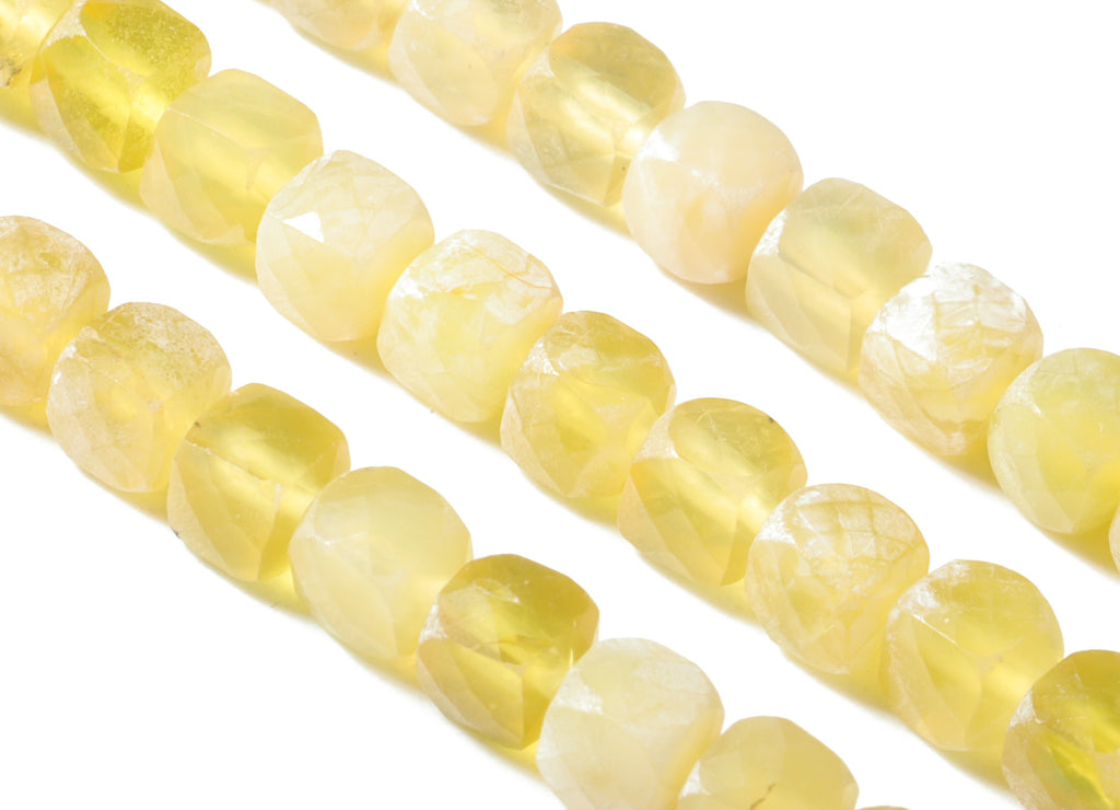 Yellow Opal Cube Beads 4mm - 15.5 inch - Faceted Cube Gemstone Beads - Natural Stone Beads - 4x4mm - NS1088 - DOMEDBAZAAR