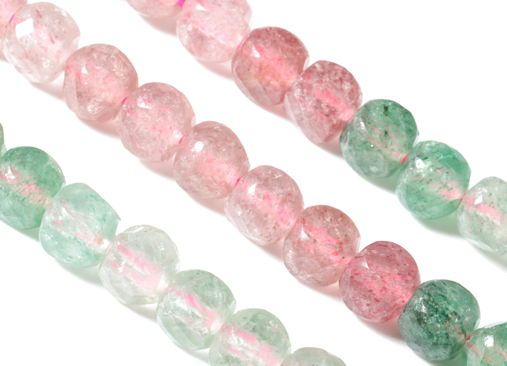 Green Strawberry Cube Beads 5mm - 15.5 inch - Faceted Cube Gemstone Beads - Natural Stone Beads - 5x5mm - NS1093 - DOMEDBAZAAR