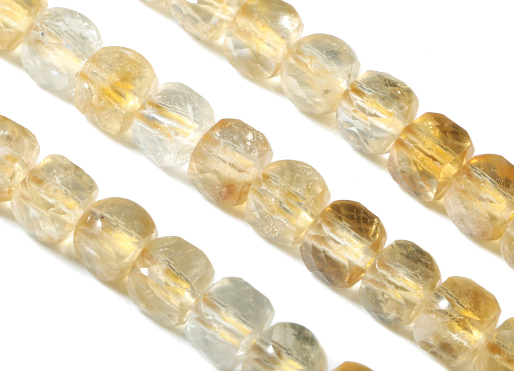 Citrine Cube Beads 4mm - 15.5 inch - Faceted Cube Gemstone Beads - Natural Stone Beads - 4x4mm - NS1107 - DOMEDBAZAAR