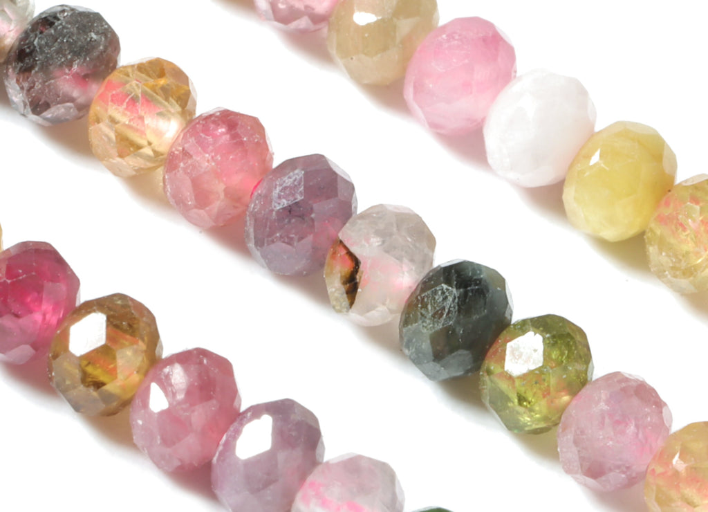 Tourmaline Round Beads 2-3mm - 15.5 inch - Faceted Round Gemstone Beads - 3A Tourmaline Natural Stone Beads  - 2x3mm - NS1110 - DOMEDBAZAAR