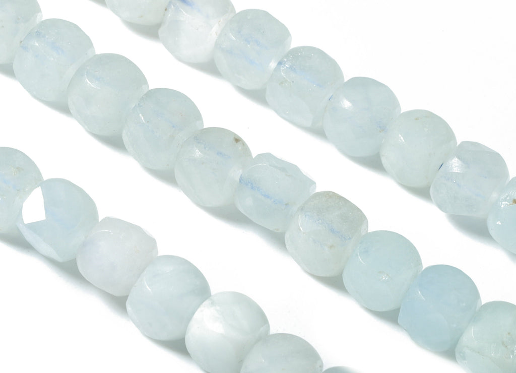 Aquamarine Cube Beads 4mm - 15.5 inch - Faceted Cube Gemstone Beads - Natural Stone Beads - 4x4mm - NS1115 - DOMEDBAZAAR