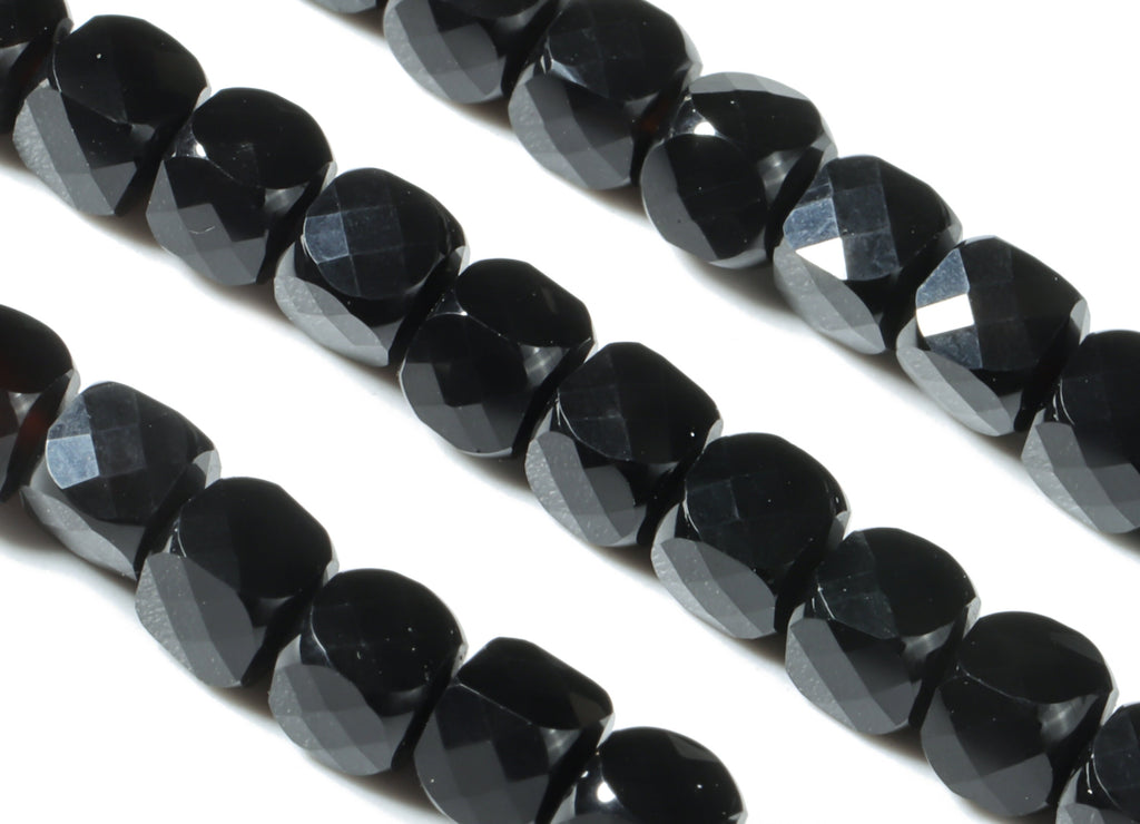 Black Agate Cube Beads 4mm - 15.5 inch - Faceted Cube Gemstone Beads - Natural Stone Beads - 4x4mm - NS1116 - DOMEDBAZAAR