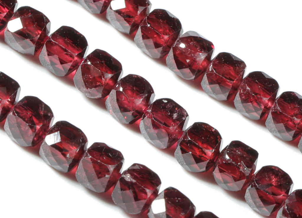 Granet Cube Beads 4mm - 15.5 inch - Faceted Cube Gemstone Beads - Natural Stone Beads - 4x4mm - NS1119 - DOMEDBAZAAR