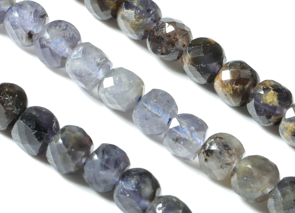 Lolite Stone Cube Beads 4mm - 15.5 inch - Faceted Cube Gemstone Beads - Natural Stone Beads - 4x4mm - NS1121 - DOMEDBAZAAR