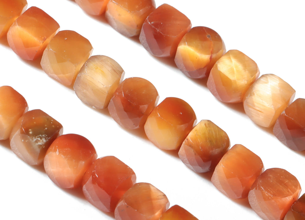 Red Tiger Cube Beads 4mm - 15.5 inch - Faceted Cube Gemstone Beads - Natural Stone Beads - 4x4mm - NS1134 - DOMEDBAZAAR