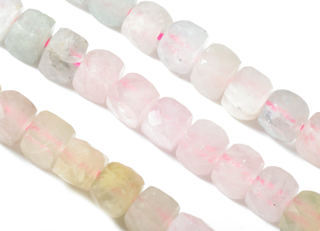 Morganite Cube Beads 4mm - 15.5 inch - Faceted Cube Gemstone Beads - Natural Stone Beads - 4x4mm - NS1139 - DOMEDBAZAAR