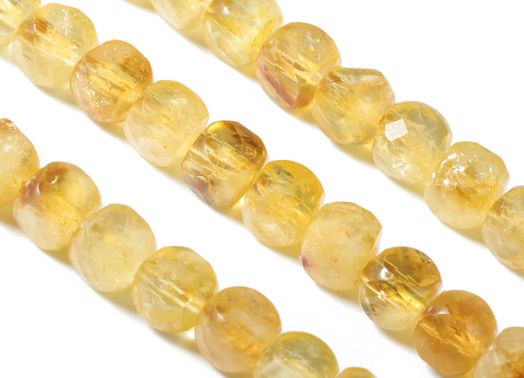 Citrine Cube Beads 4mm - 15.5 inch - Faceted Cube Gemstone Beads - Natural Stone Beads - 4x4mm - NS1143 - DOMEDBAZAAR