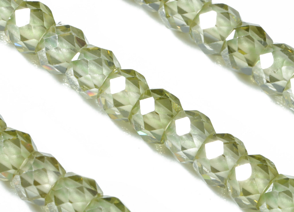 Green Zircon Rondelle Beads 3mm - 15.5 Inch - Green Faceted Zircon Round Beads - Gemstone Beads - NS1147D - DOMEDBAZAAR