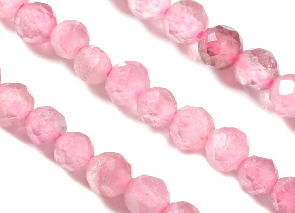 Pink Tourmaline Round Beads 2mm - 15.5 inch - Faceted Round Gemstone Beads - Natural Stone Beads - 2x2mm - NS1148 - DOMEDBAZAAR