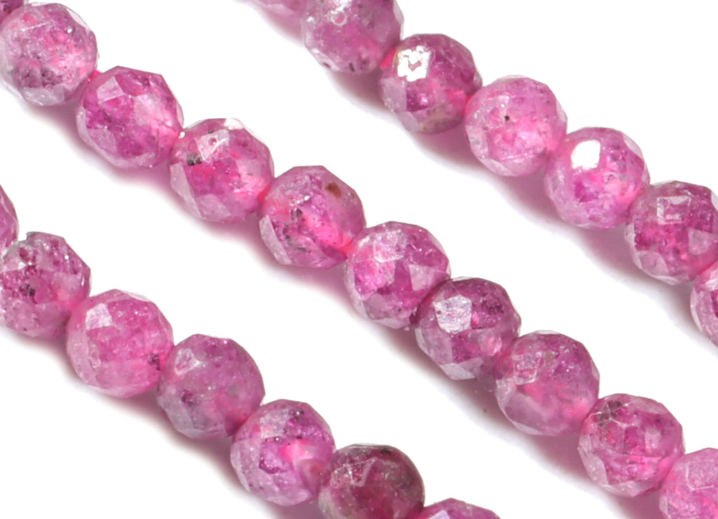 Ruby Round Beads 2mm - 15.5 inch - Faceted Round Gemstone Beads - Natural Stone Beads - 2x2mm - NS1155 - DOMEDBAZAAR