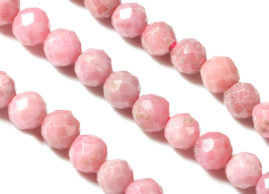 Rhodochrosite Round Beads 3mm - 15.5 inch - Faceted Round Gemstone Beads - Natural Stone Beads - 3x3mm - NS1162 - DOMEDBAZAAR