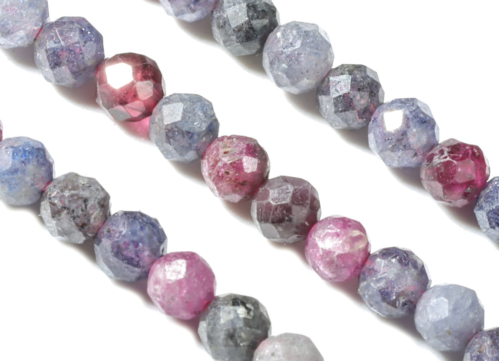 Red Sapphire Round Beads 3mm - 15.5 inch - Faceted Round Gemstone Beads - Natural Stone Beads - 3x3mm - NS1163 - DOMEDBAZAAR