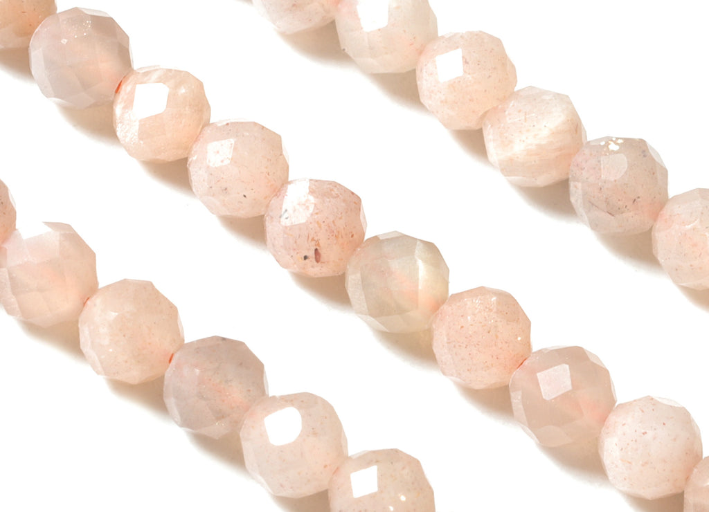 Orange Moon Stone Round Beads 3mm - 15.5 inch - Faceted Round Gemstone Beads - Natural Stone Beads - 3x3mm - NS1166 - DOMEDBAZAAR