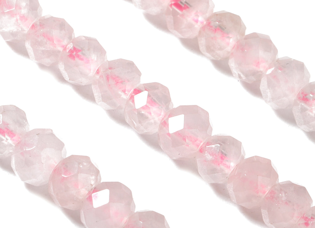 Crystal Pink Quartz Round Beads 3-4mm - 15.5 inch - Faceted Round Gemstone Beads - Natural Stone Beads - 3x4mm - NS1169 - DOMEDBAZAAR