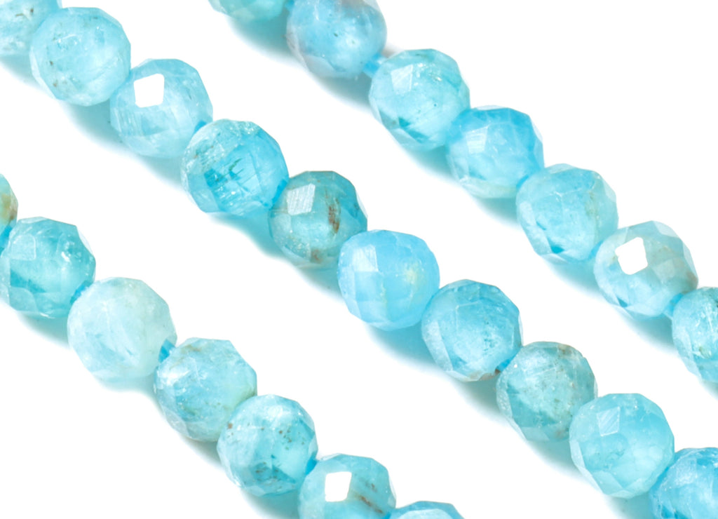 Apatite Natural Round Beads 2mm - 15.5 inch - Faceted Round Gemstone Beads - Natural Stone Beads - 2x2mm - NS1182 - DOMEDBAZAAR