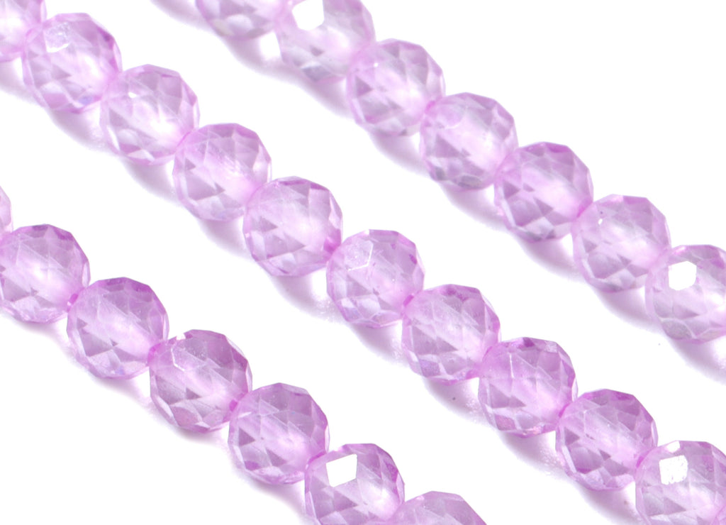 Purple Crystal Round Beads 3mm - 15.5 inch - Faceted Round Gemstone Beads - Natural Stone Beads - 3x3mm - NS1199B - DOMEDBAZAAR