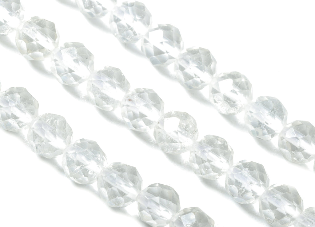 White Crystal Round Beads 4mm - 15.5 inch - Faceted Round Gemstone Beads - Natural Stone Beads - 4x4mm - NS1201 - DOMEDBAZAAR