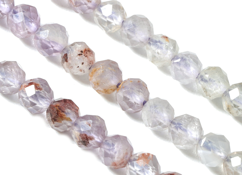 Purple Ghost Round Beads 3mm - 15.5 inch - Faceted Round Gemstone Beads - Natural Stone Beads - 3x3mm - NS1207 - DOMEDBAZAAR