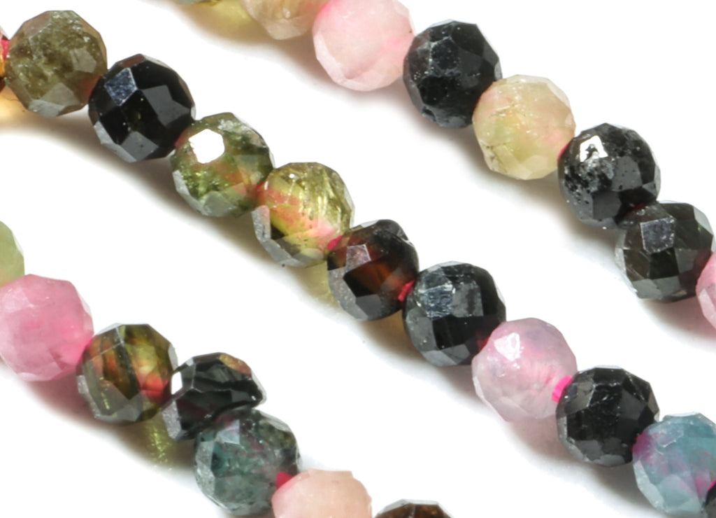 Tourmaline Round Beads 2mm - 15.5 inch - Faceted Round Gemstone Beads - Natural Stone Beads - 2x2mm - NS1217 - DOMEDBAZAAR