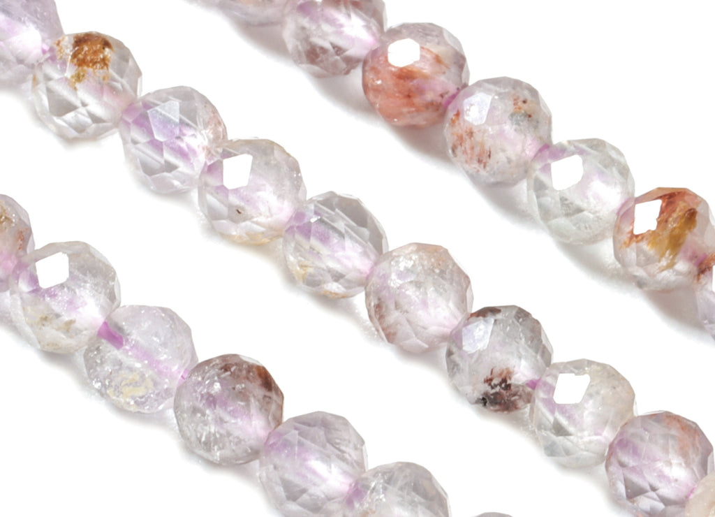 Purple Ghost Round Beads 3mm - 15.5 inch - Faceted Round Gemstone Beads - Natural Stone Beads - 3x3mm - NS1229 - DOMEDBAZAAR