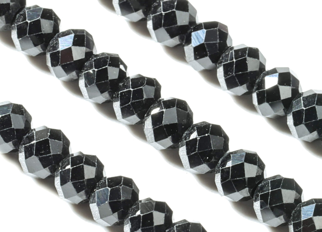 Black Spinel Round Beads 3-4mm - 15.5 inch - Faceted Round Gemstone Beads - Natural Stone Beads - 3x4mm - NS1234 - DOMEDBAZAAR