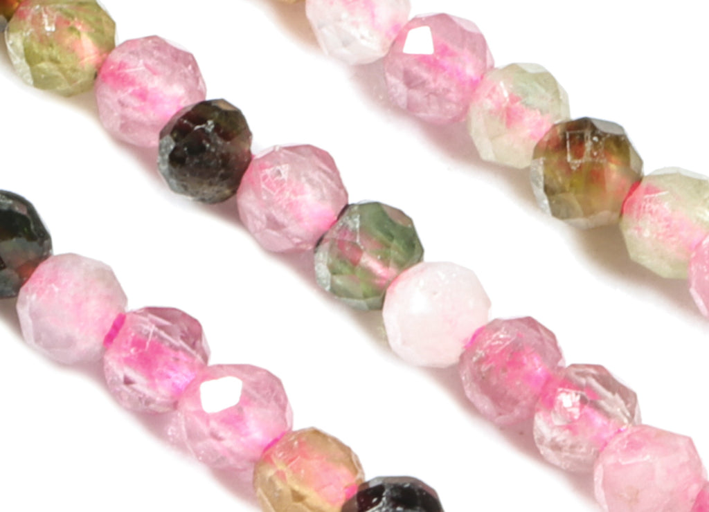 Tourmaline Round Beads 2mm - 15.5 inch - Faceted Round Gemstone Beads - Natural Stone Beads - 2x2mm - NS1237 - DOMEDBAZAAR