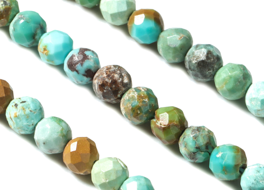Turquoise Round Beads 2mm - 15.5 inch - Faceted Round Gemstone Beads - Natural Stone Beads - 2x2mm - NS1240 - DOMEDBAZAAR